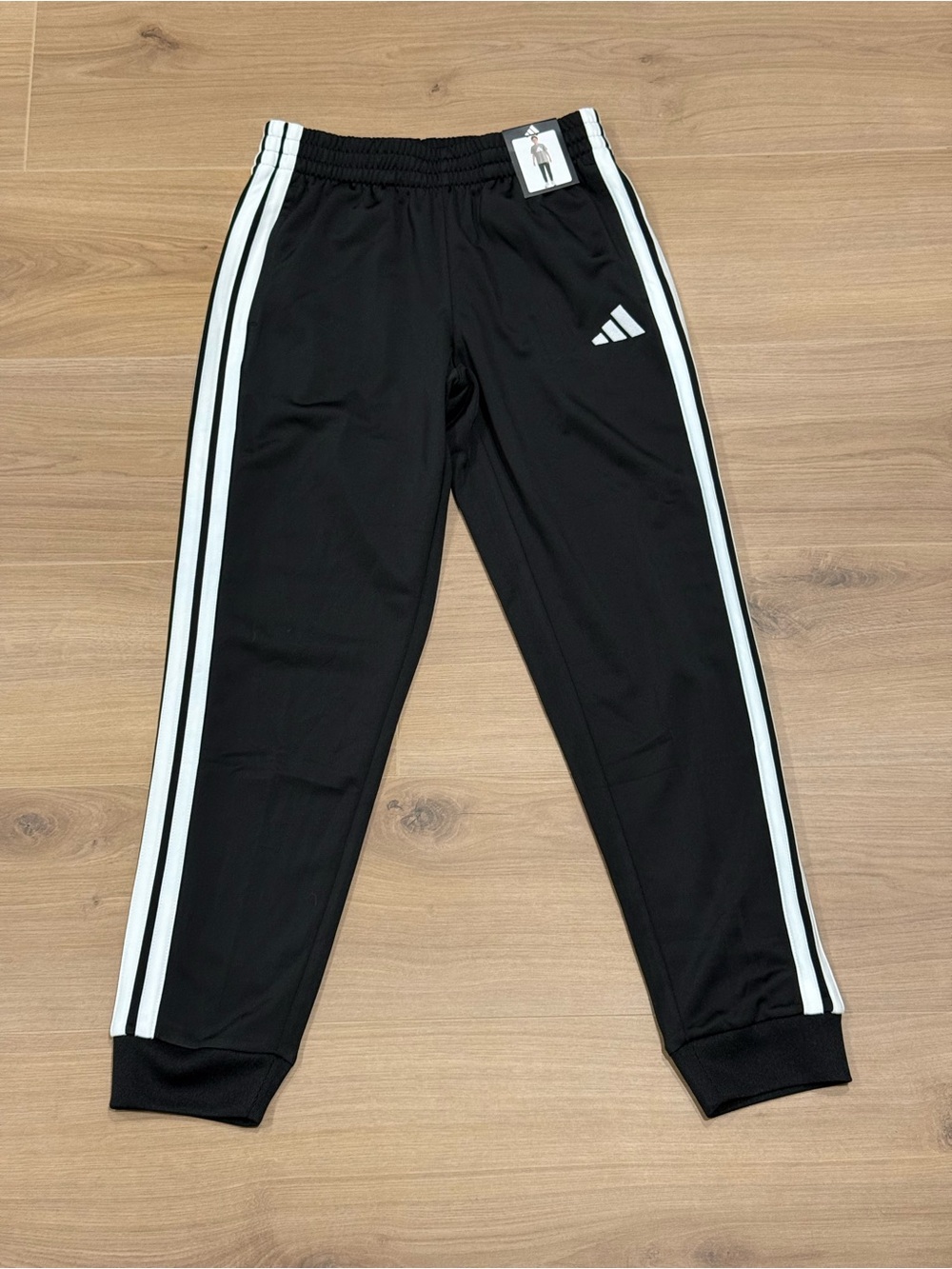 adidas Boys 3-Stripe Tricot Jogger Pants Black & White Medium